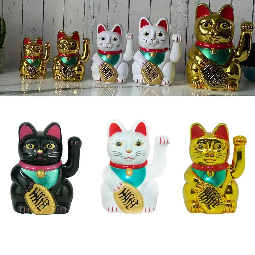 5 Inch/13.5cm Lucky-Cat Waving Feng Shui Beckoning Cats Wealth Fortune Lucky Kitty For Home/Shop/Store Decoration 3 Color Choose