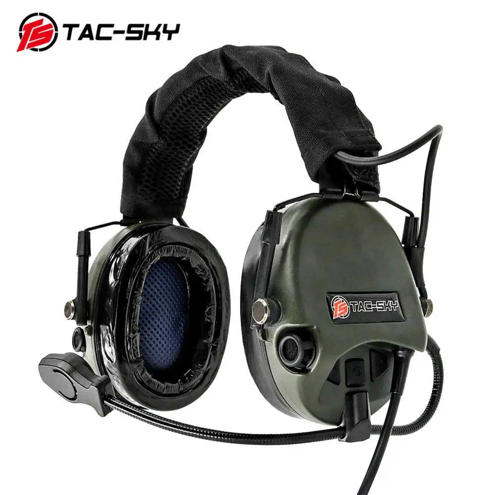 TAC-SKY TEA Hi-Threat Tier 1 Silicone Earmuffs Edition Outdoor Airsoft Military Aviation Noise Reduction Pickup Tactical Headset