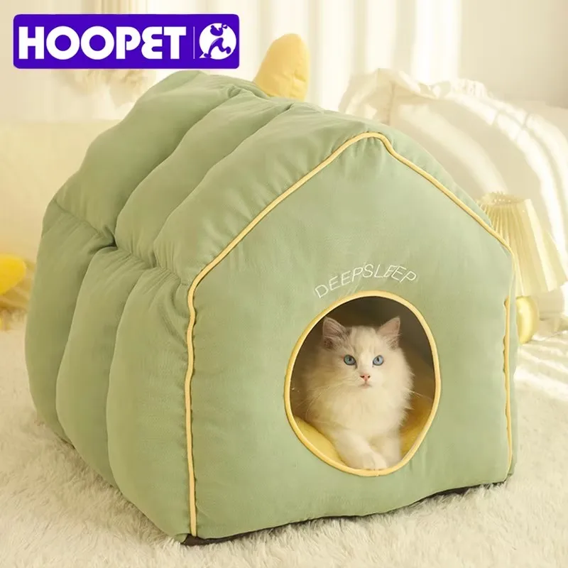 HOOPET Deep Sleep Soft Winter Cat Bed House Small Dog Mat Basket Pets Tent Cozy Cave Nest Detachable Cushion Kennel Pet Supplies