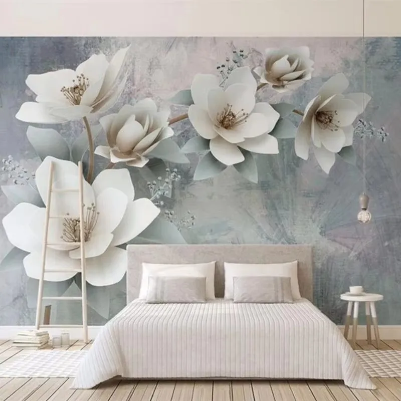 

Custom wallpaper new 3d embossed color carving flower background wall high-end retro art flower and bird fashion oil painting