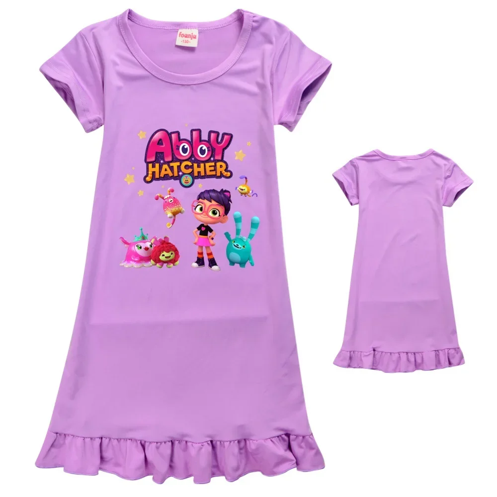 Vêtements de nuit de dessin animé pour enfants, robe Abby Hatcher Princess Pepper, chemise de nuit imprimée pour filles, robes de soirée pour enfants, pyjamas d'été, nouveau