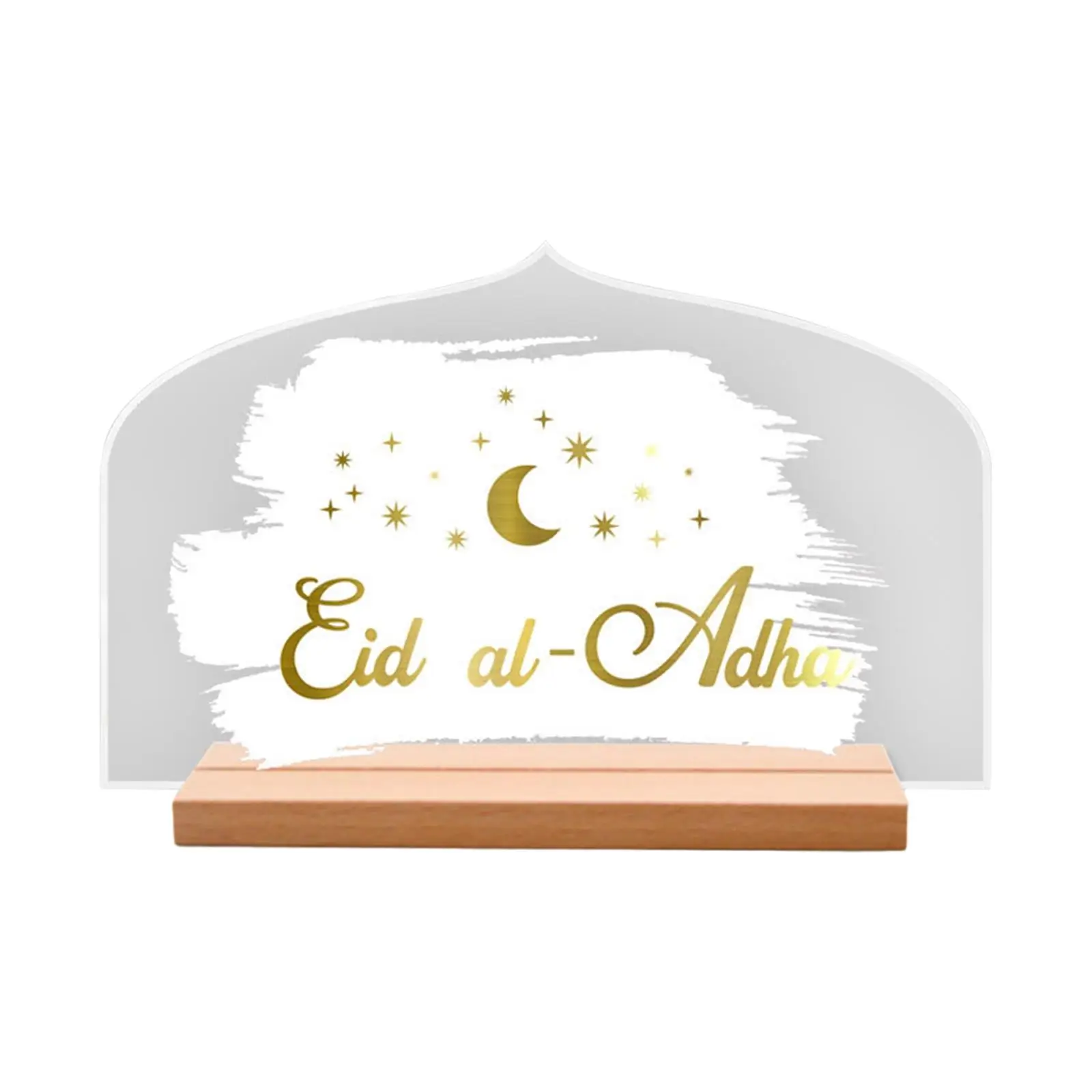 Eid AL Adha Table Sign Acrylic Moon Star Ornament Ramadan Table Decor for Home Dining Table Islamic Festival Party Bedroom Decor