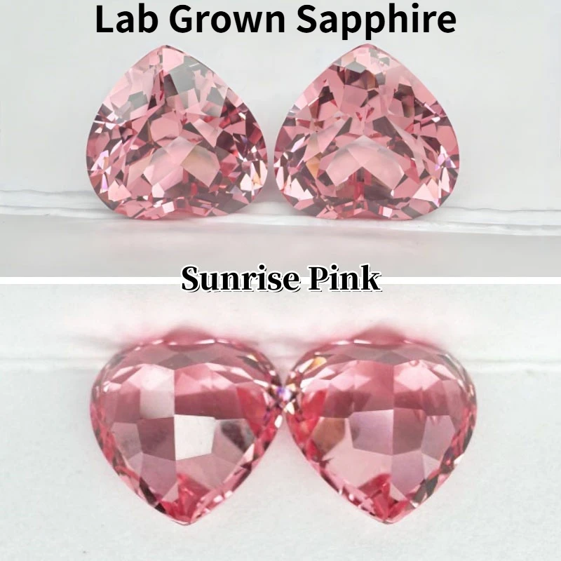 

Lab Grown Sapphire Sunrise Pink Color Heart Cut Top Quality Gemstone for Jewelry Making Material Selectable Certificate