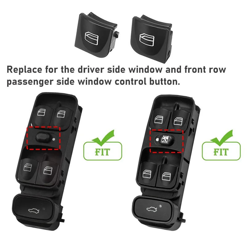 Window Switch Button Covers for Mercedes Benz W203 W208 C Clk Class Front Left+Right Window Switch Repair Button Caps