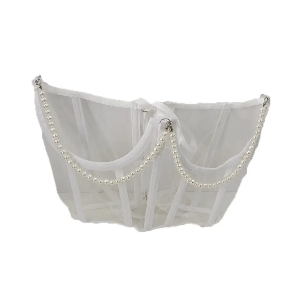 高級パールチェーンメッシュカマーバンド透明ビスチェネクタイ女性ウエストバンドストラップハイウエストワイドウエストベルト女性