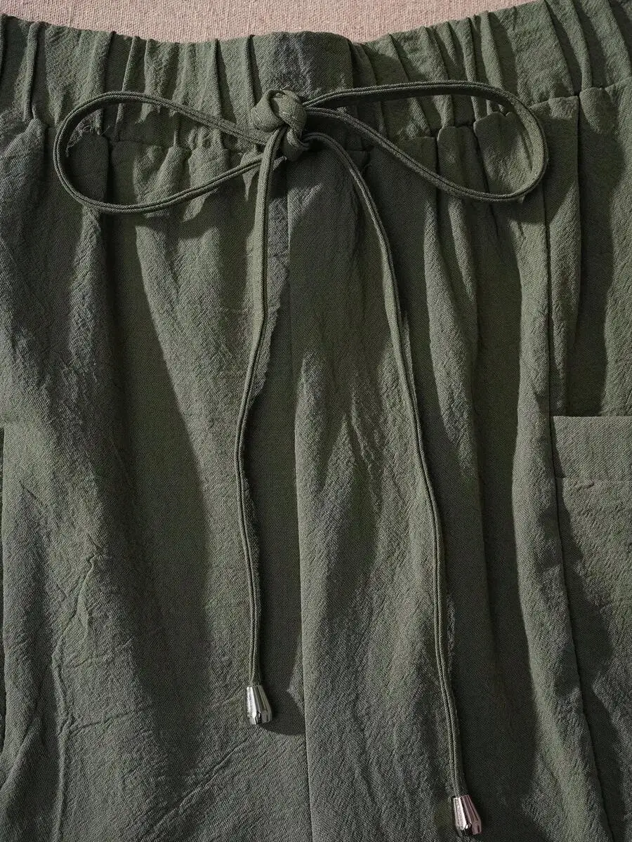 

Women Plus Size Casual Loose Drawstring Waist Shorts With Pocket Spring Summer Vacation
