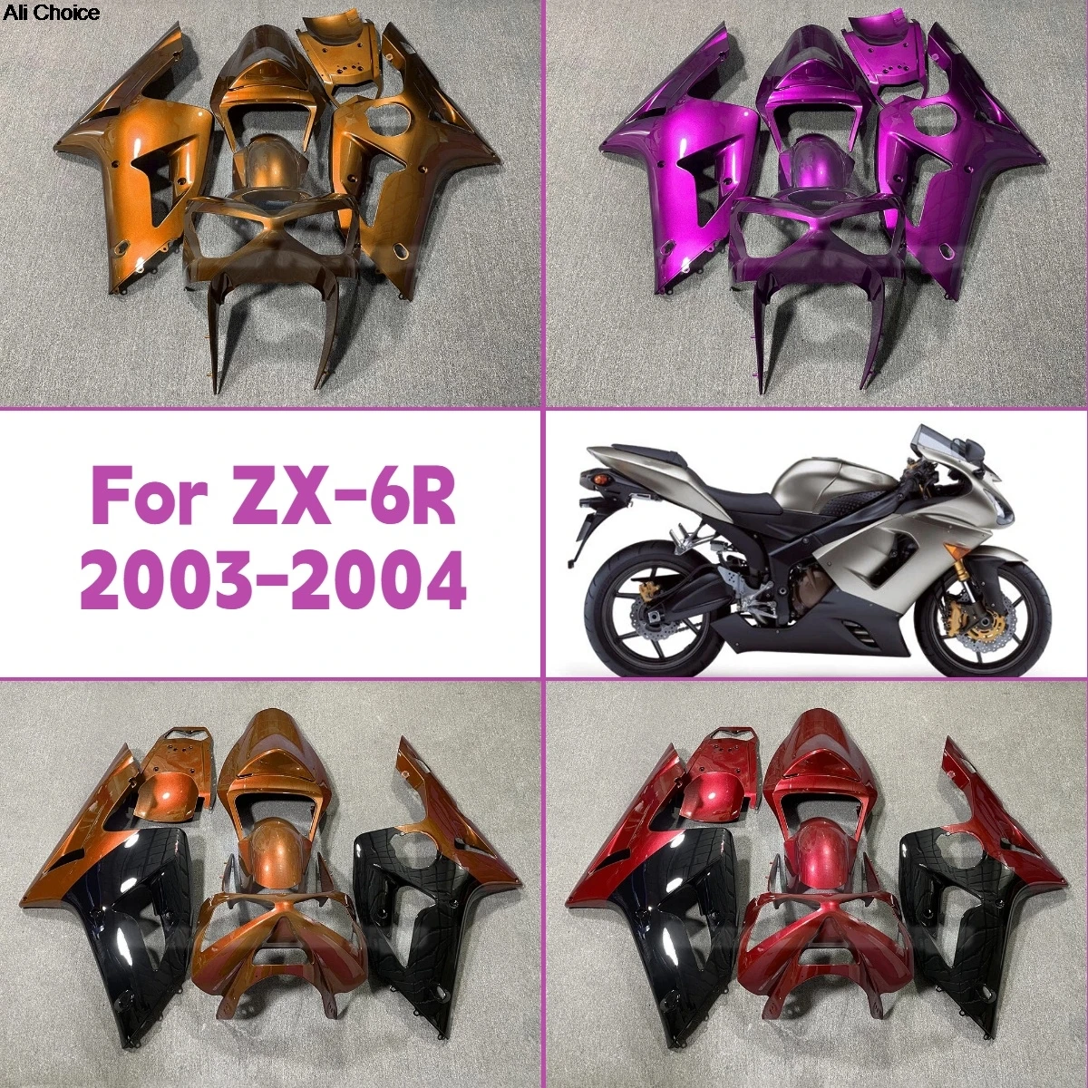 

Новые обтекатели для Kawasaki ZX 6R 2003-2004 годов, комплект обтекателей из ABS-пластика, обшивка мотоцикла 03 04 ZX-6R