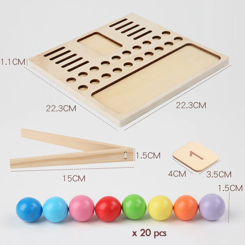 Kids Learning Math Toy Preschool Teaching Aids Education Game Montessori Wooden Counting Board Beads Tray Number Calculation Toy