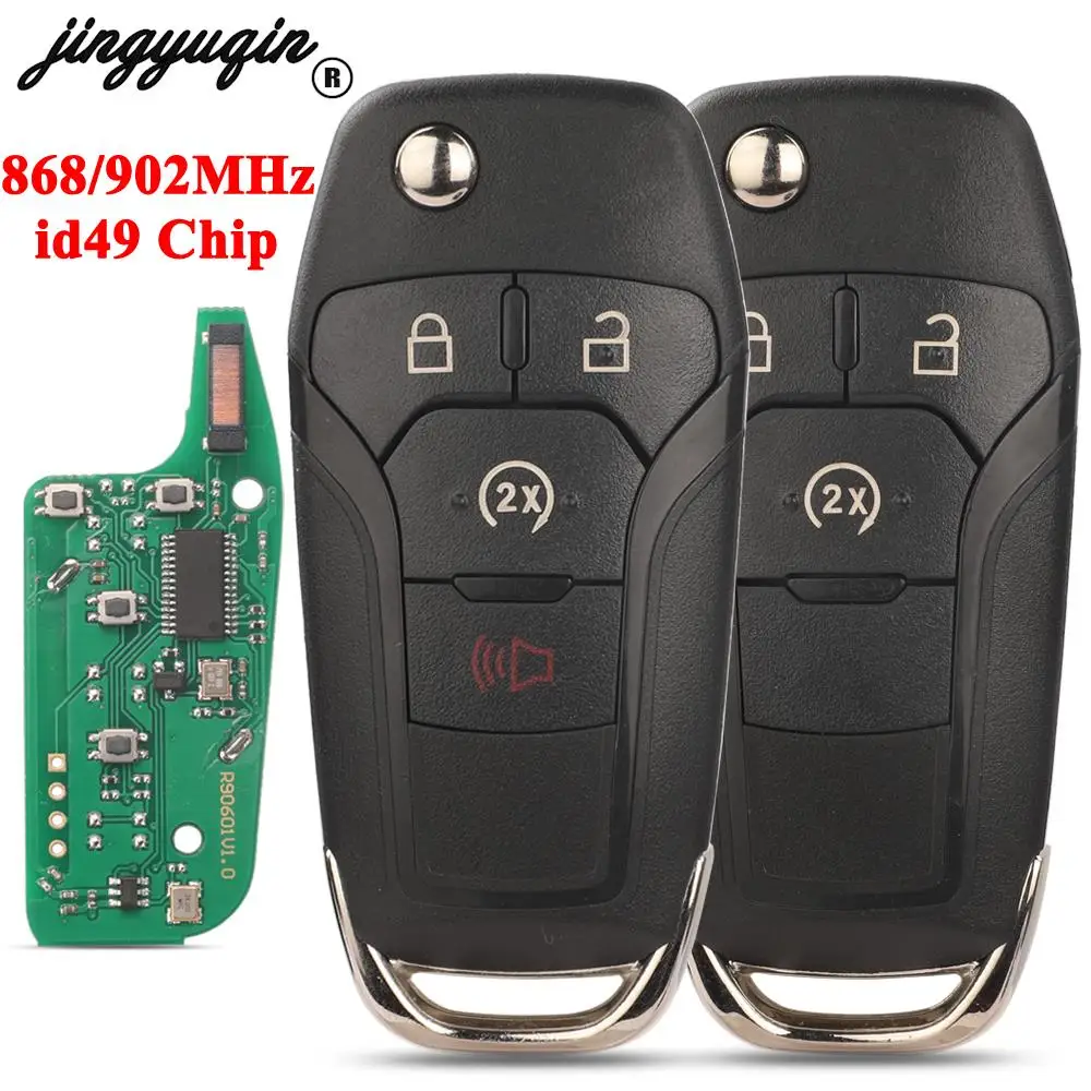 

jingyuqin 3/4 Buttons 868/902MHz Car Remote Key PCF7945P /HITAG PRO 49 Chip For Ford F150 250 2015-2020 Keyless Entry N5F-A08TDA