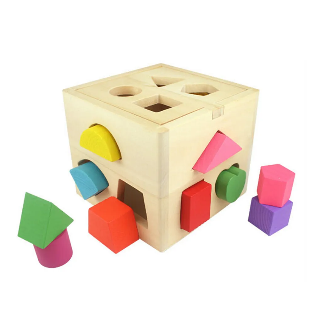 

Wooden Shape Sorting Cube Educational For Kids Sturdy Non-Toxic Geometric Blocks Learning Puzzle Montessori Gift