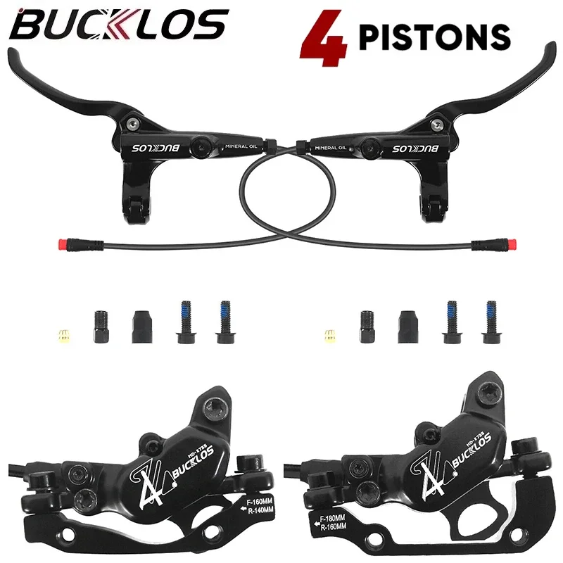 

BUCKLOS E-Bike 4-Piston Hydraulic Brake Power-Off Bicycle Electric Scooter Hydraulic Brakes 160mm Rotors HD-E735 Oil Brakes