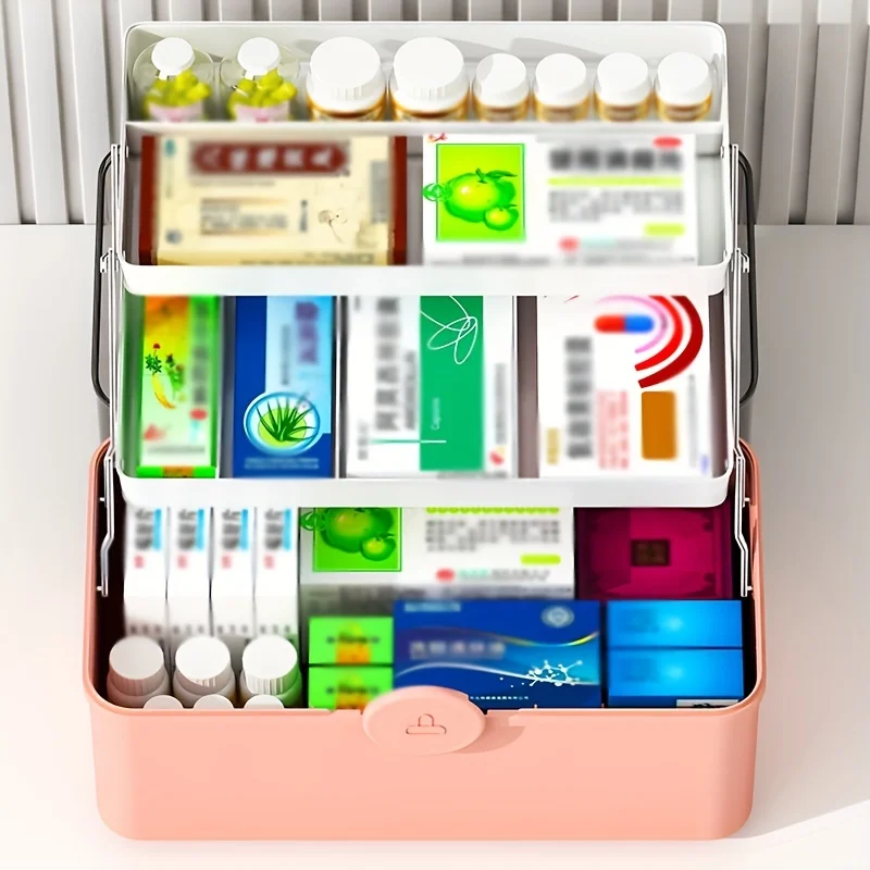 1pc Medicine Chest, Household Portable Multi-layer Box With Large Capacity, Emergency Storage