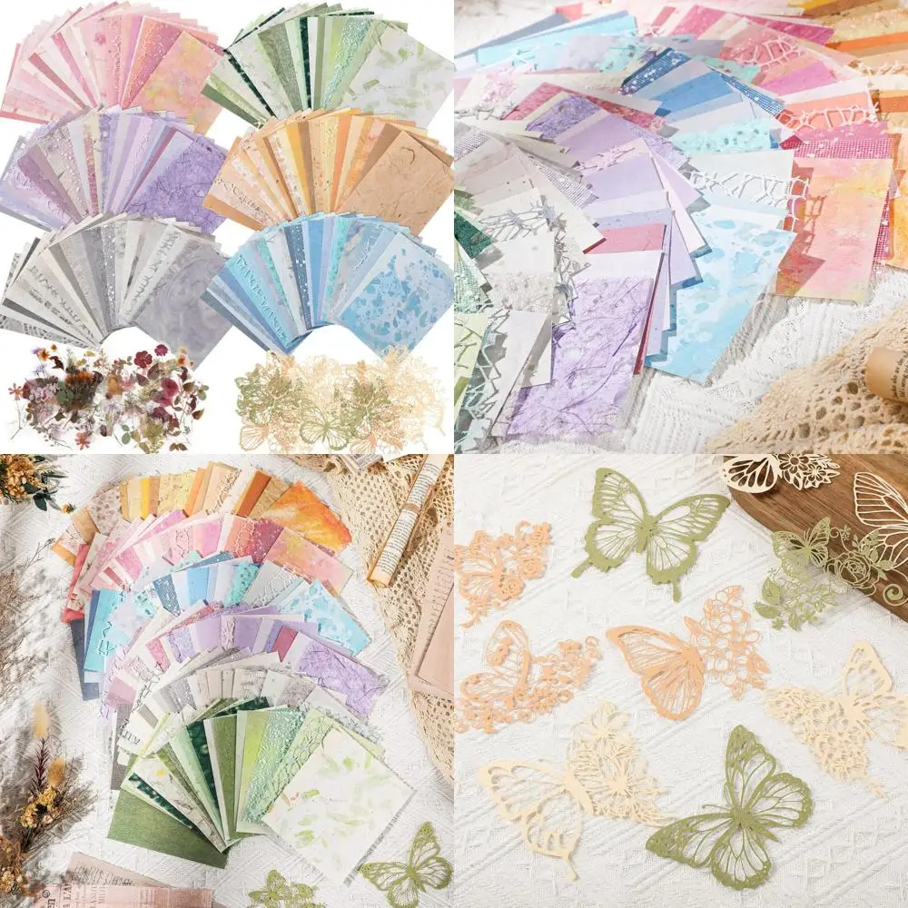 

186 шт. текстурированная бумага для скрапбукинга и сетчатая ткань, различные принадлежности для скрапбукинга, ведение журнала, скрапбукинг, 20 листов, наклейки с цветами
