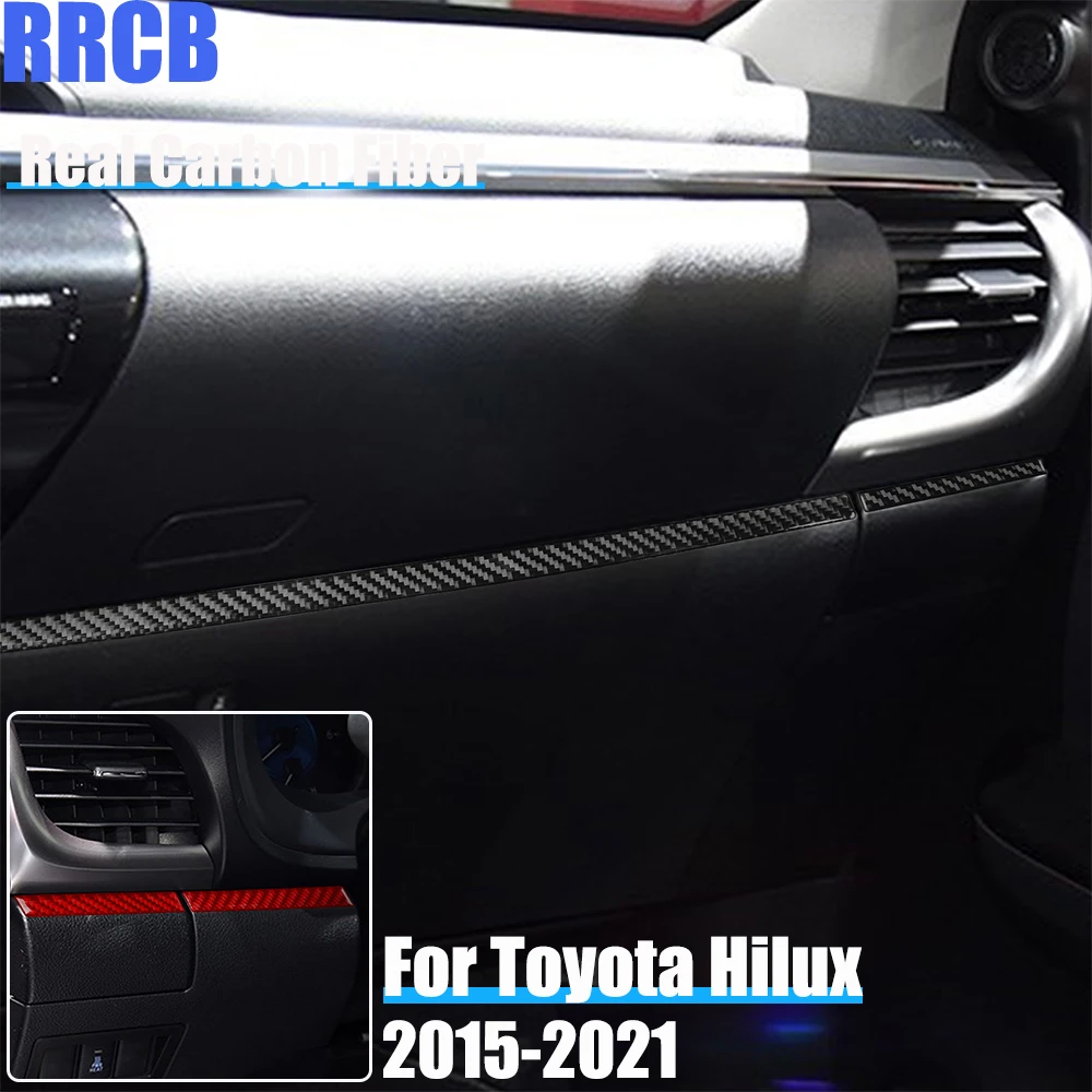 

Настоящее углеродное волокно, автомобильные аксессуары, полоски для приборной панели центральной консоли, декоративная отделка, мягкая наклейка на чехол для Toyota HiLux 2015-2021