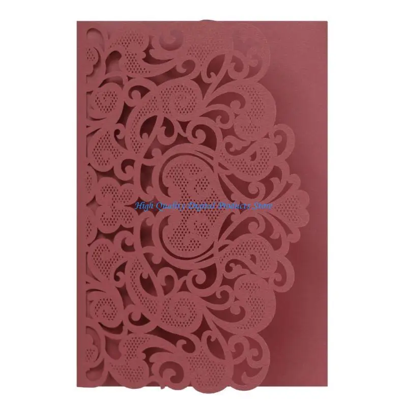 

U2JE 50Pcs Folding Paper Invitation Hollowed Out Lace Wedding Invitation Greeting Card for Wedding Engagement Birthday Party