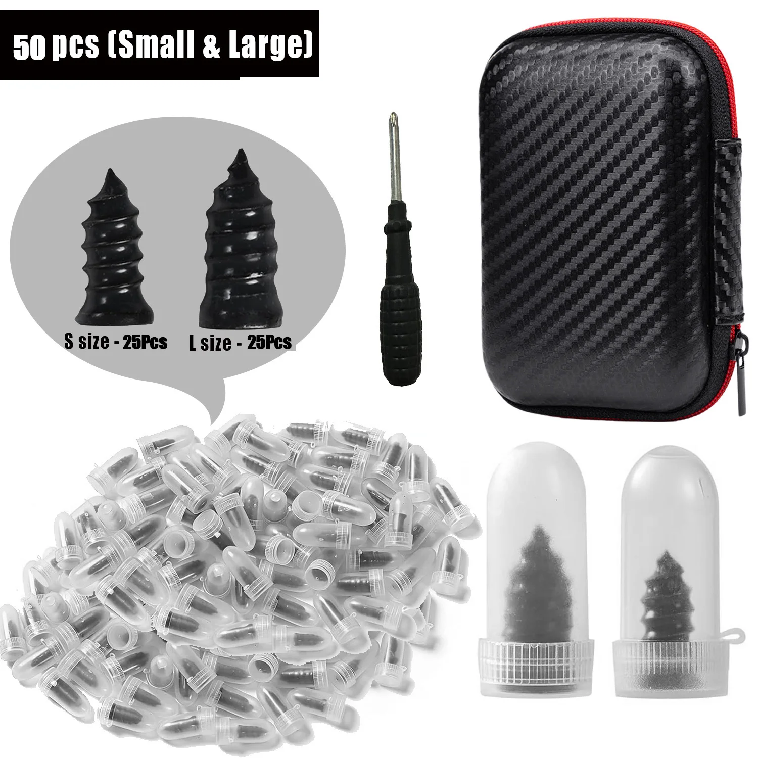Spiraalvormige bandenreparatiepluggen, rubberen schroefnagels, reparatieset voor lekke banden, snelle reparatie voor auto-, motor- en fietsbanden, tubeless.