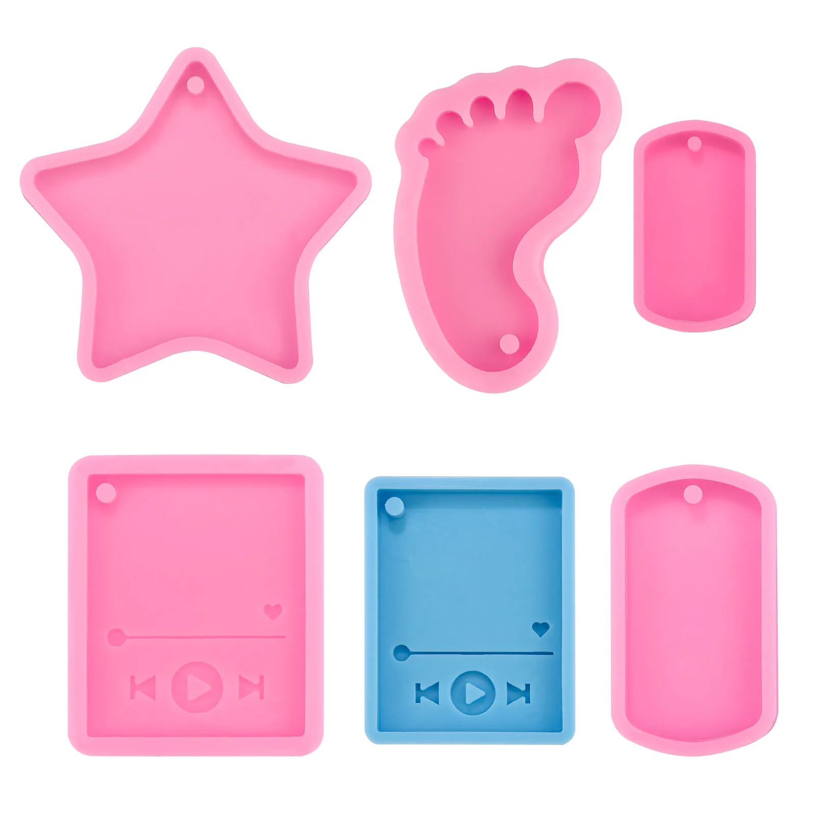 Player Shape Mold Keychain Pendant Silicone Mould  Foot Star Shape Clay Craft Molds For Resin Pendants Jewelry Making Tool Craft