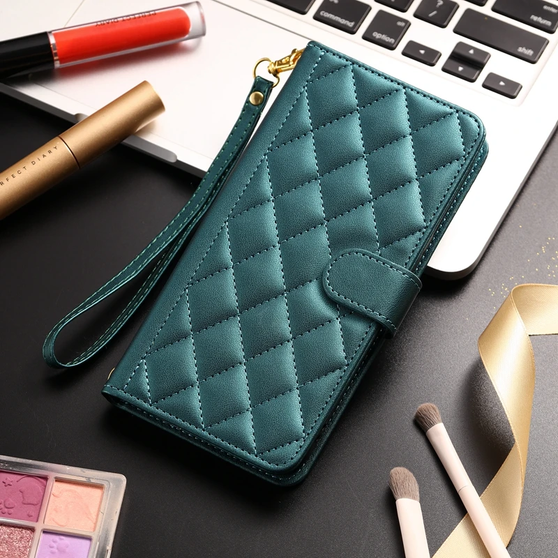 For OPPO A60 4G Flip Phone Case For Funda OPPO A 60 4G A60 CPH2631 Cases Fashion Rhombic Checkered Leather Wallet Card Slot Case