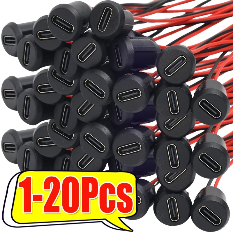 

For Car Truck Motorcycle Boat Accessories Power Port USB C Female Socket Waterproof 2Pin Wire Connector Type-C Pigtail Cable