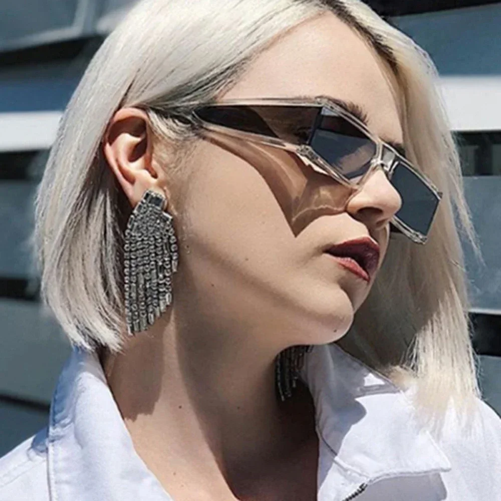 Retro Fashion Punk Square Sunglasses For Women Men Ins Popular Small Frame Silver Sun Glasses Trending Shades UV400 Ladies Eye