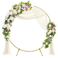 Gold Metal Round Arch Backdrop Stand Balloon Frame for Baby Shower Wedding Arch Stand Round Arch Ring Backdrop Stand for Party