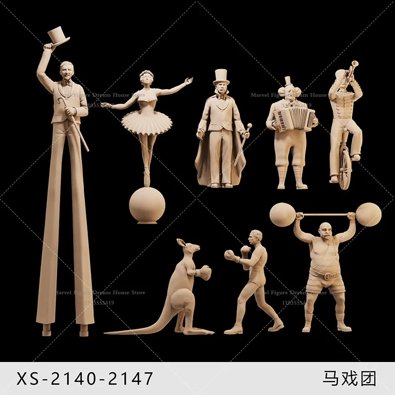 

1/64 1/43 1/35 масштаб миниатюрные куклы сцены цирковой жонглинг ходуль ходить одноколесный велосипед кенгуру боксер белая мини-фигурка модель