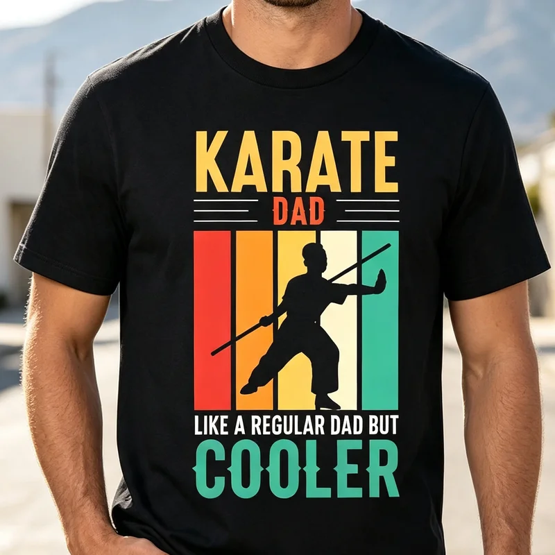 Karate Dad Cool Martial Arts Fighter Navy Graphic T Shirt Tee Casual Streetwear for Men Women 100% Cotton Unisex Aesthetic Top