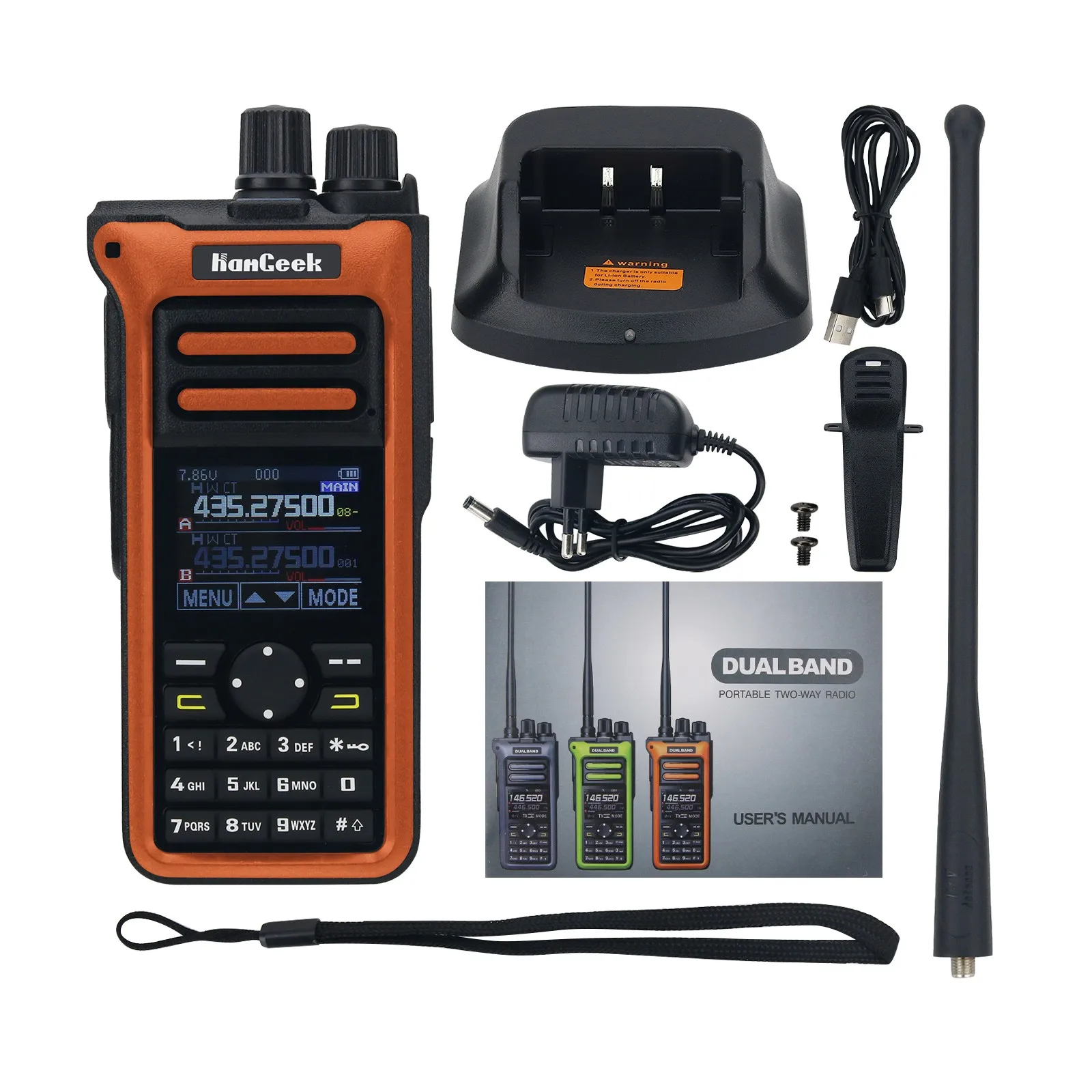 

HAMGEEK GT-10 15W Walkie Talkie UHF VHF Marine Radio FM AM Radio Receiver (Orange) for Road Trips