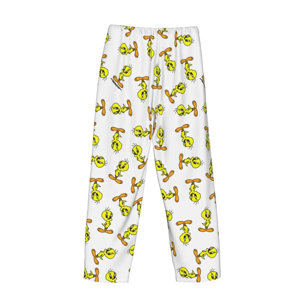 Custom Printed Men Yellow Bird Cartoon Games Tweetys Pajama Pants Sleepwear Sleep Lounge Bottoms with Pockets