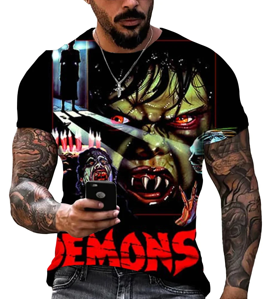 Halloween Devil\'s Night Hot Selling 3D Printed T-shirt Street Dress Horror Movie Men\'s Fashion Short Sleeve Children\'s T-shirt