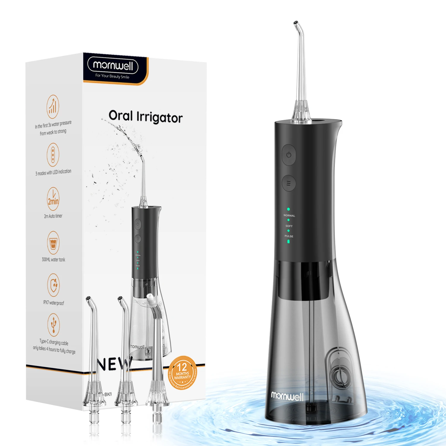 Water Dental Flosser Teeth Pick 3 Intensity Portable Cordless Water Dental Piks 300ML Electric Rechargeable Powerful Battery