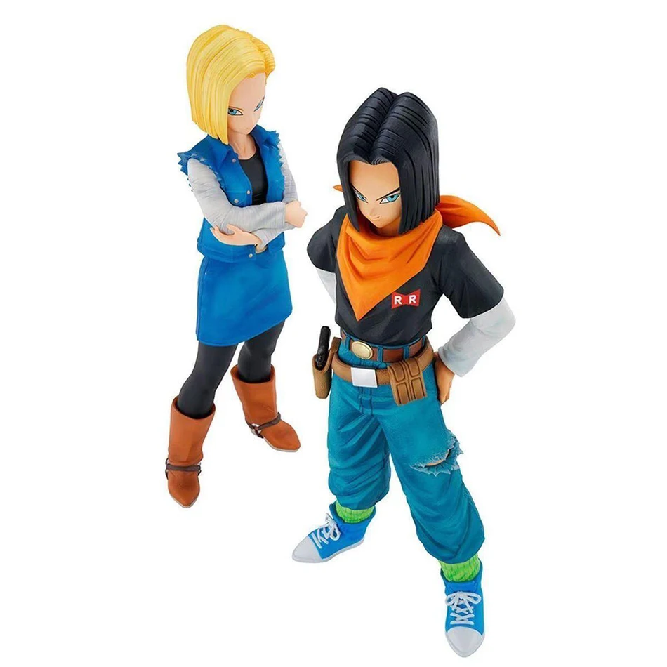 24CM Anime Android 17 18 figura Android 18 Super Saiyan PVC colección de figuras de acción decoración modelo juguete para chico regalo de Navidad