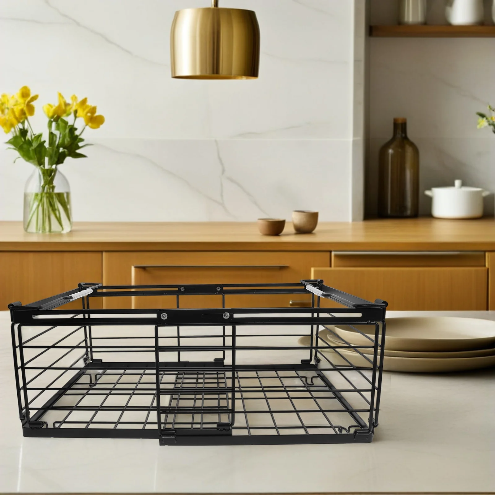 

Space Saving Freezer Organizer Baskets Metal Mesh Hanging Storage Bin Chest Freezers Layered Design Refrigerated Airflow