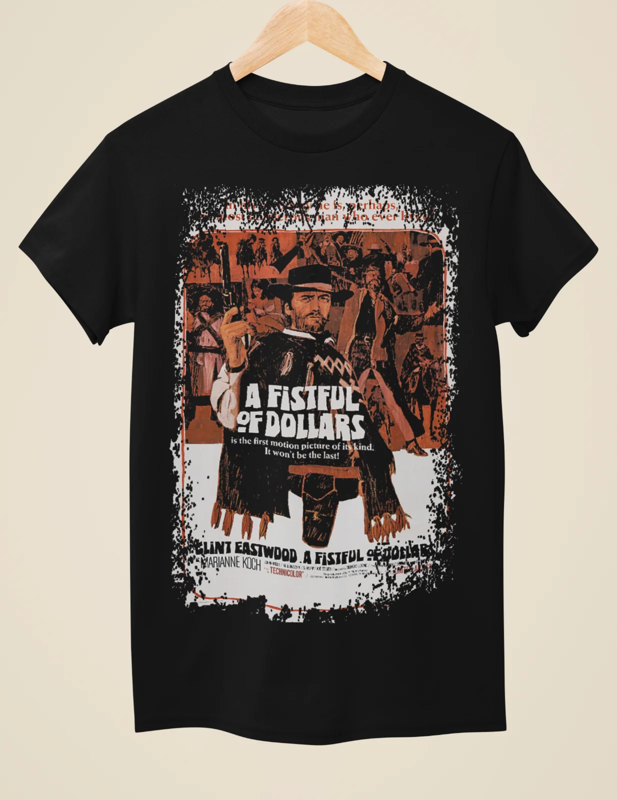 Camiseta negra inspirada en póster de película occidental, Unisex