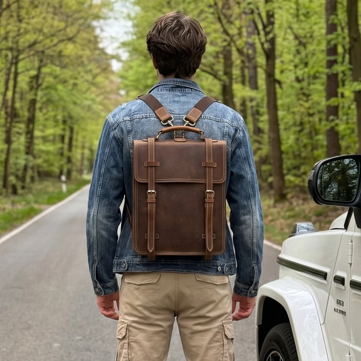 

Vintage Genuine Leather Casual Backpack Top Layer Cowhide Crazy Horse Leather Unisex Small Backpack 13 inches Laptop School Bag
