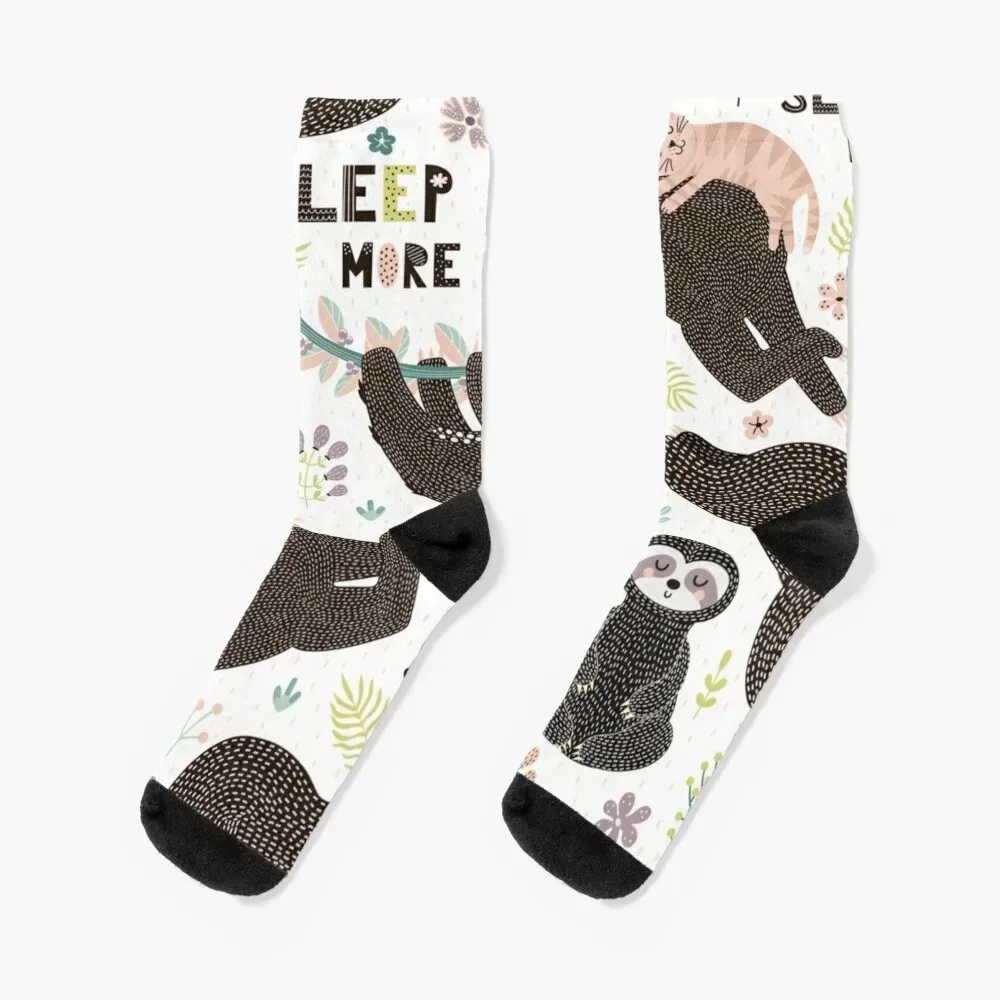 cute lazy cat and sloth Socks anti slip football Stockings man Women's Socks Men's