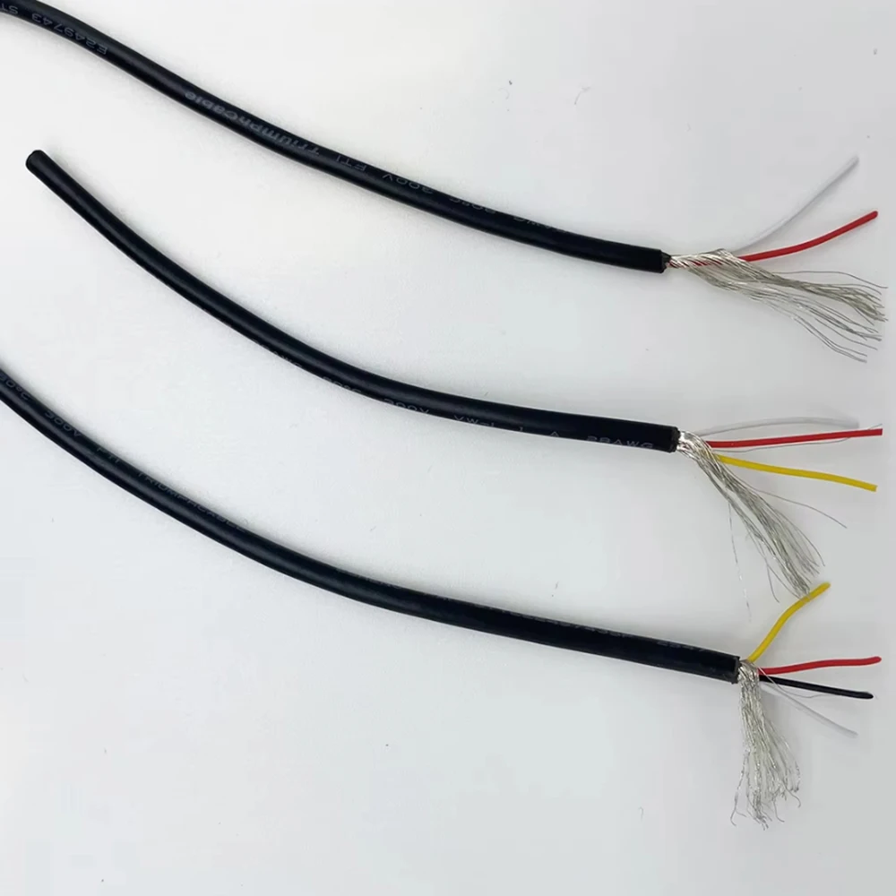 

100meters 28AWG 2 3 4 Core Multi-core control Wire Shielded Wire Audio Line Signal Cable Shield Wire For Amplifier Black