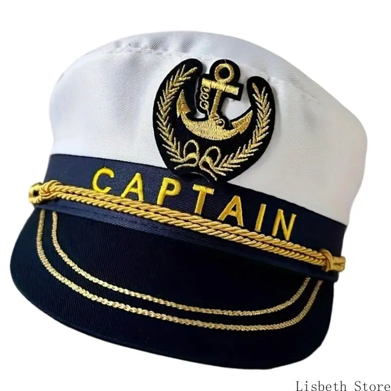 124A Halloween Costume Sailors Hat Cotton Classical Embroidered Design Fits Most Adults Role Play Photo Props
