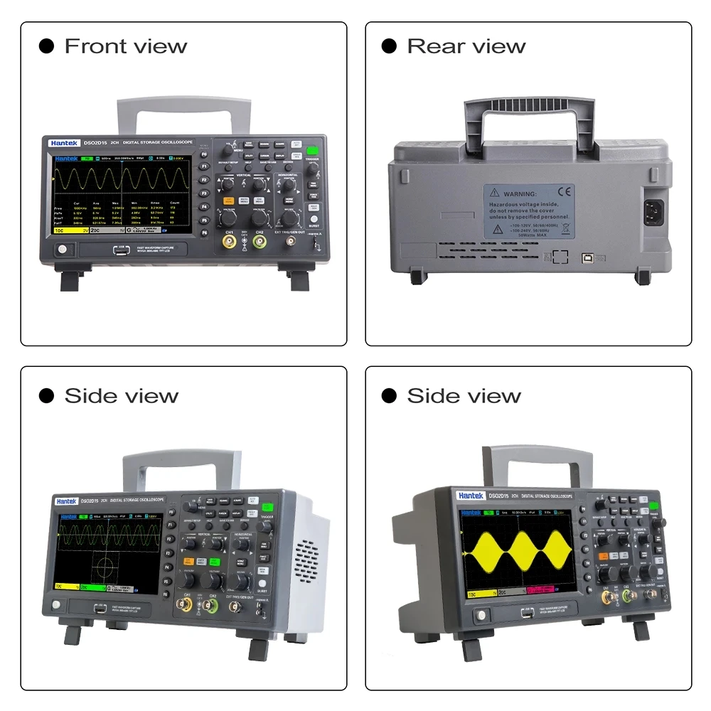 Hantek osciloscópio econômico de canal duplo dso2c dso2d série 100mhz/150mhz largura de banda osciloscópio portátil com fonte de sinal