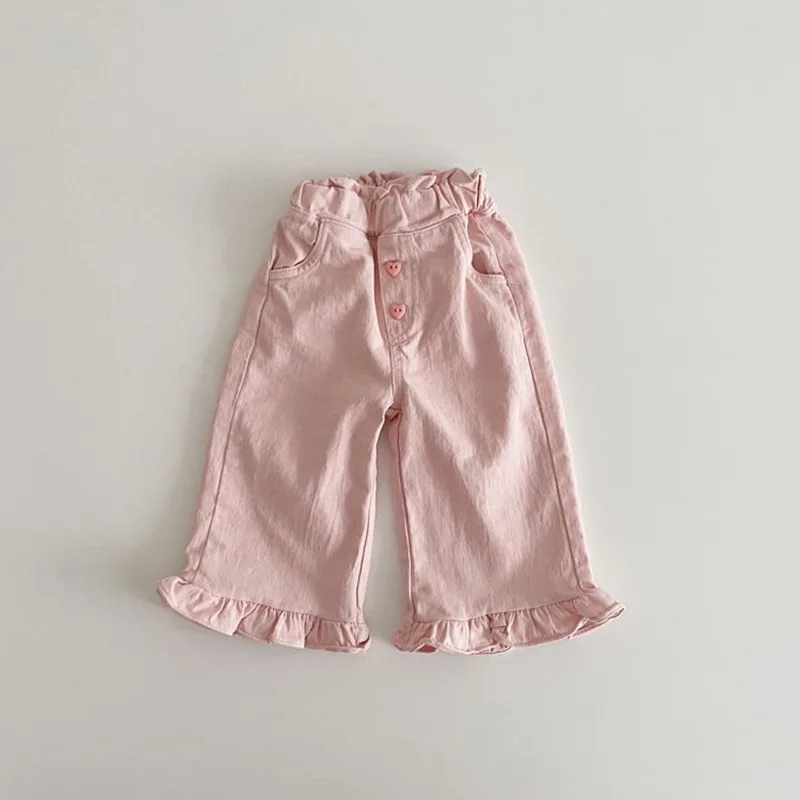 

2025 Spring New Children Loose Trousers Baby Girl Cute Lace Wide Leg Pants Toddler Fashion Versatile Casual Pants Kids Clothes