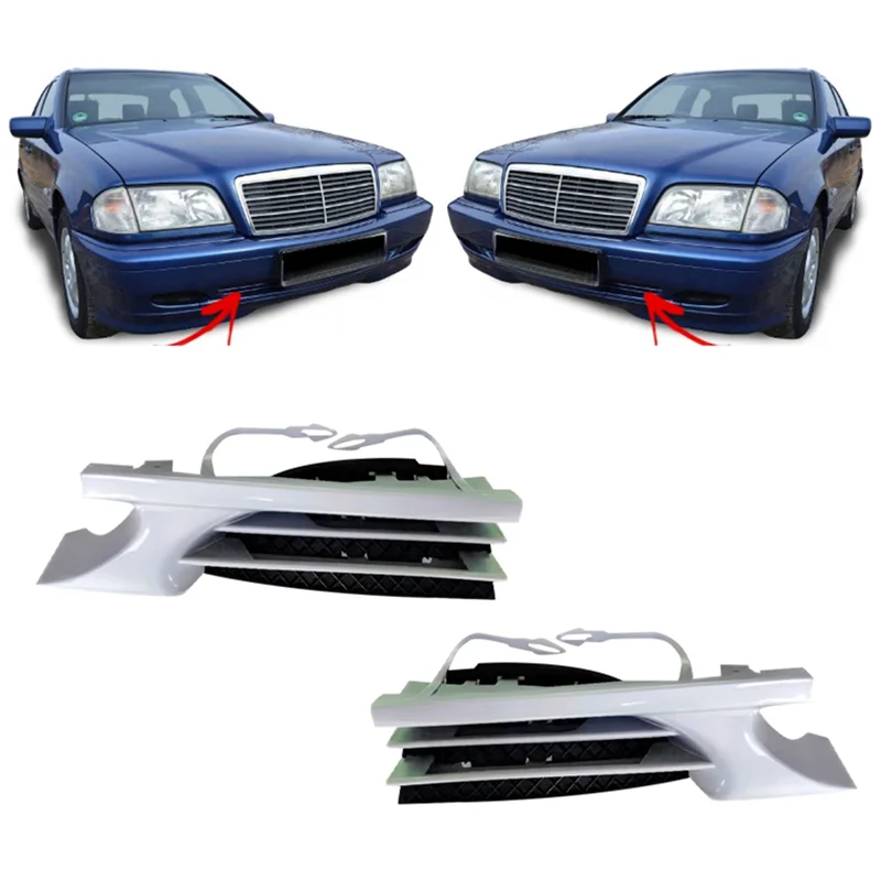 1Pair Car Front Bumper Tow Hook Cover Cap Towing Hole Lid Trailer Trim Cap for Mercedes Benz C Class W202 1998-2001