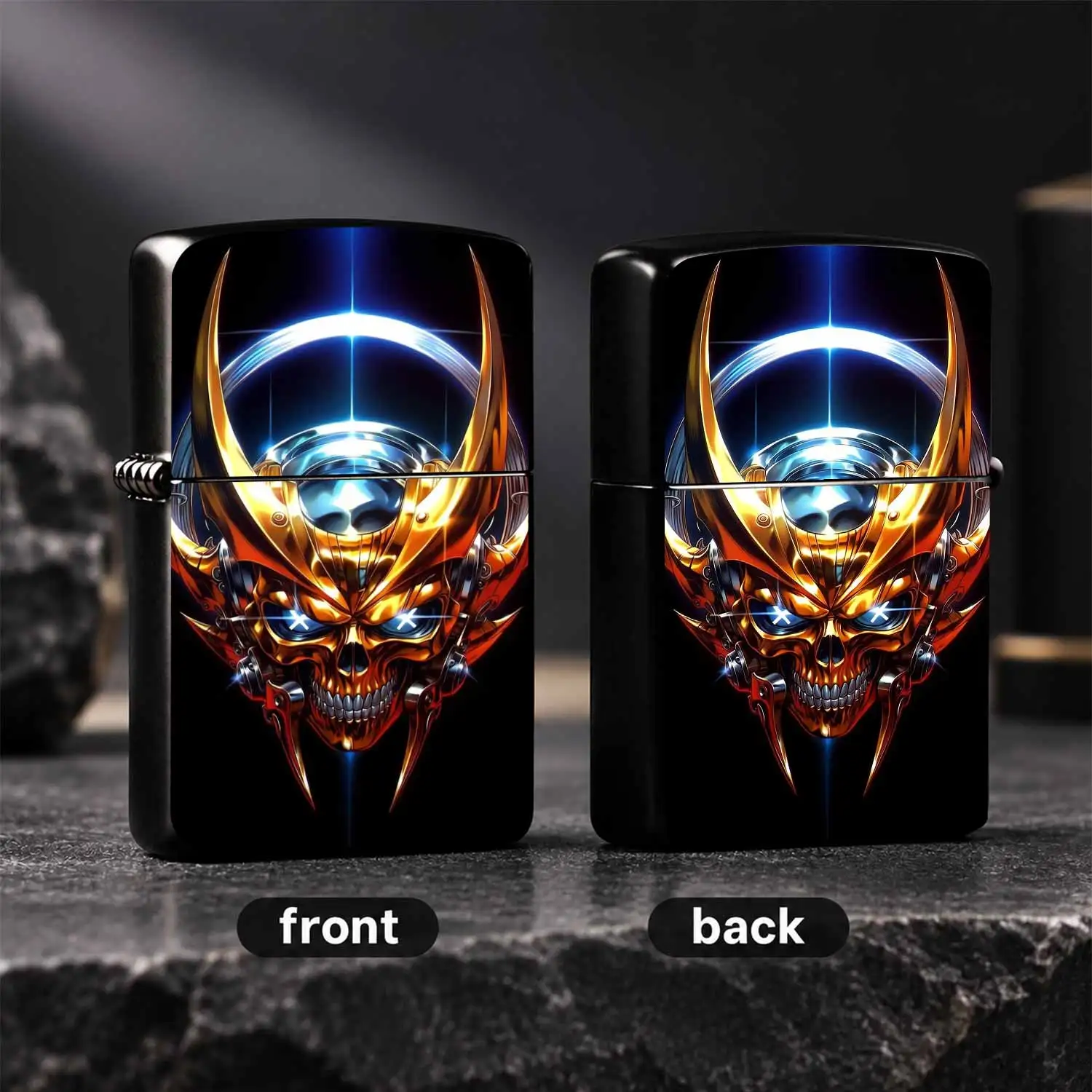 Sci-Fi Mech Skull Themed Lighter, Sharp Cyber Styling Desktop Display Ornament, Cool Personal Accessory, Portable Tool For Camping Starting, Candle And Incense Lighting, Trendy Collectible Gift For Full Scenario Daily Use A Humorous And Int