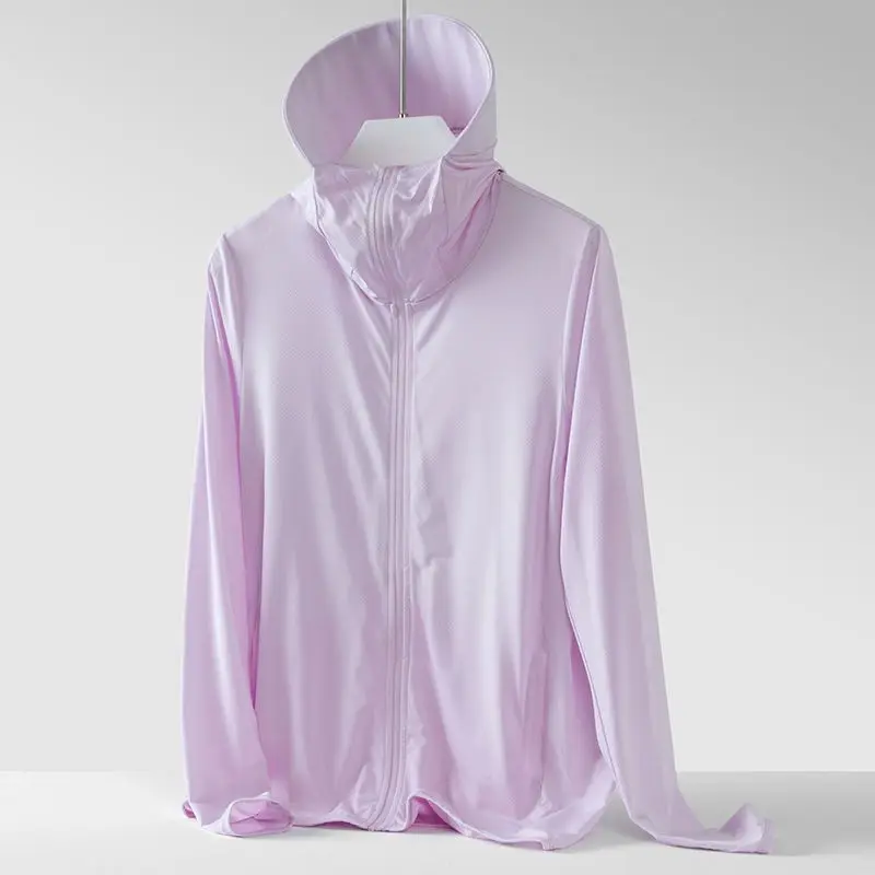 New Summer Women Solid Color Loose UV Resistant Ice Silk Sunscreen Jacket Female Thin Style Hooded Ice Silk Sunscreen Clothes