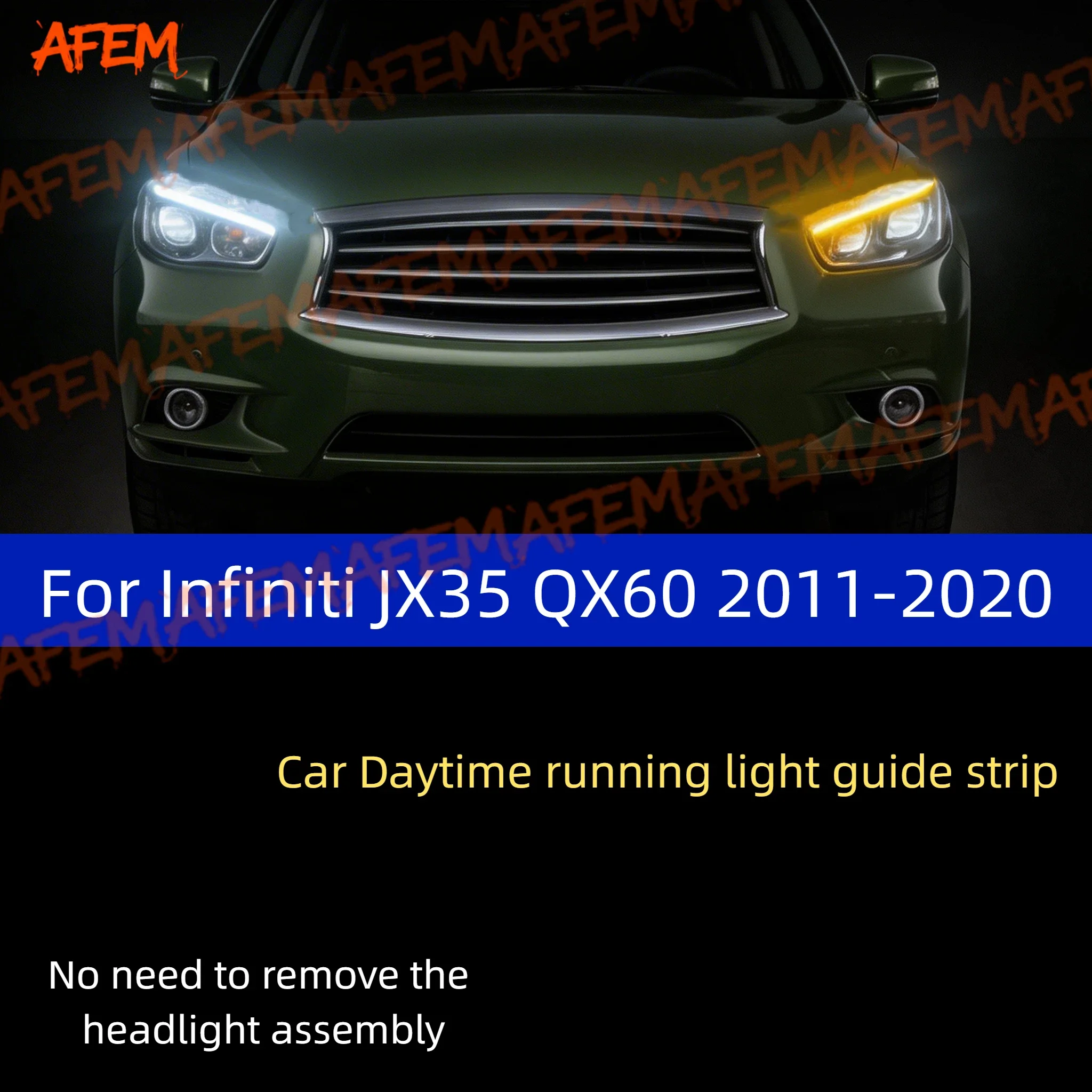 

Car DRL Daytime Running Light Start Scan Style Sequential Flowing Turn Signal Light Ultra-Thin LED For Infiniti JX35 QX60 11-20