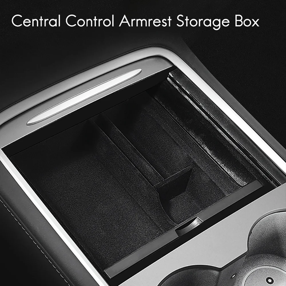 

for Tesla Model 3/Y Interior Accessories Car Central Armrest Storage Box Center Console Flocking Organizer Containers