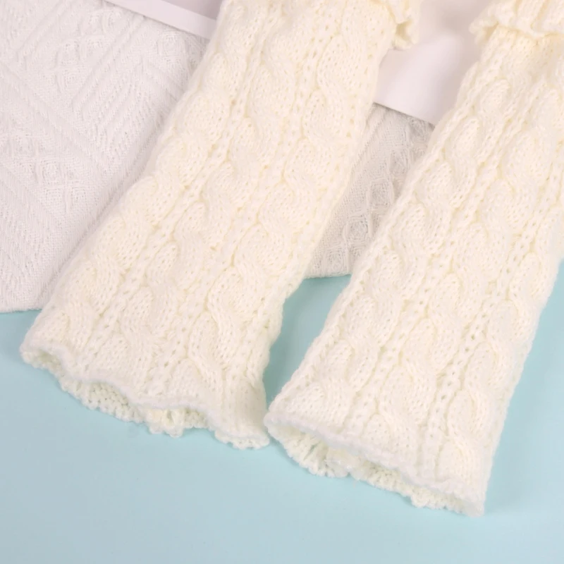 Weiche gestrickte Beinüberzüge für Kleinkinder, niedliche Waden-Beinlinge für Kinder, Mädchen, modische Kinder, Florsocken, Winter-Lolita-Kniestrümpfe – Detail 3