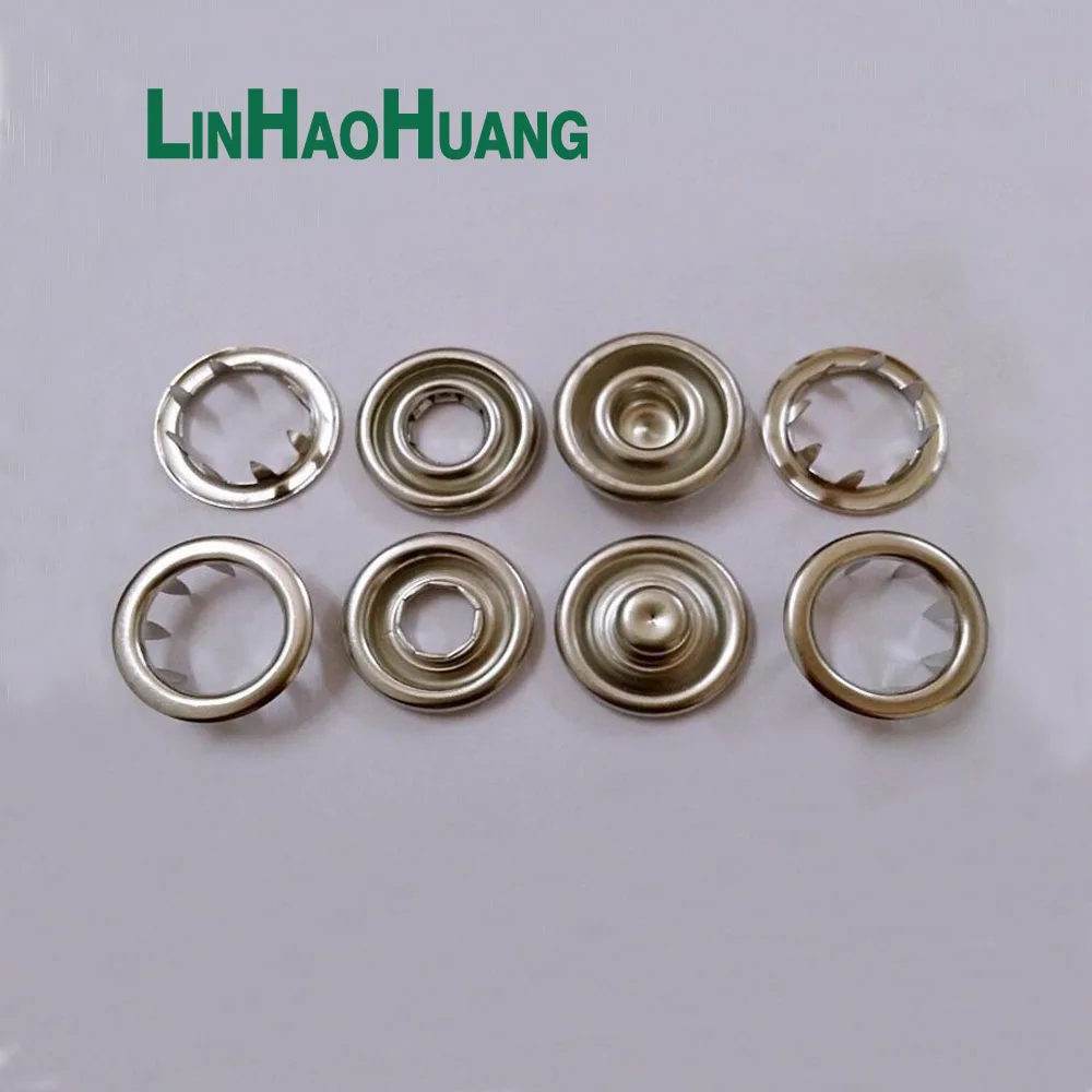 100Sets Metal Snap Buttons, Prong Snap Buttons, 4 Part Ring Buttons, Fastener Press Studs, 7mm, 9.5mm, 10mm