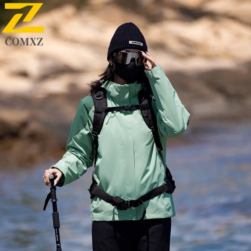 سترة COMXZ الخارجية بغطاء للرأس للرجال متعددة الاستخدامات لتسلق الجبال ومضادة للرياح للدراجات النارية سترة غير رسمية للارتداء اليومي معطف خريفي بسحاب #1