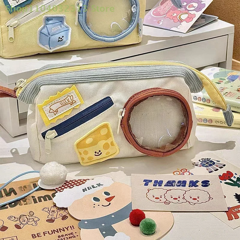 Adorable Large Capacity Burger Pencil Case Multi-layer Student Japanese Style High Aesthetic Value Multi-functional Stationery