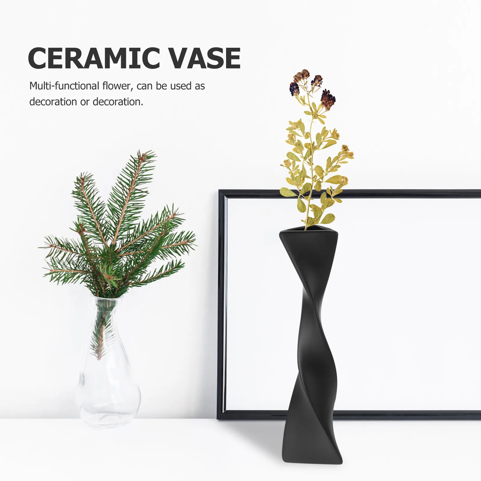 Modern Ceramic Vase Tall Neutral Tone Flower Vase for Pampas Grass Dried Flowers Farmhouse Table Centerpiece Bookshelf Decor - view 6